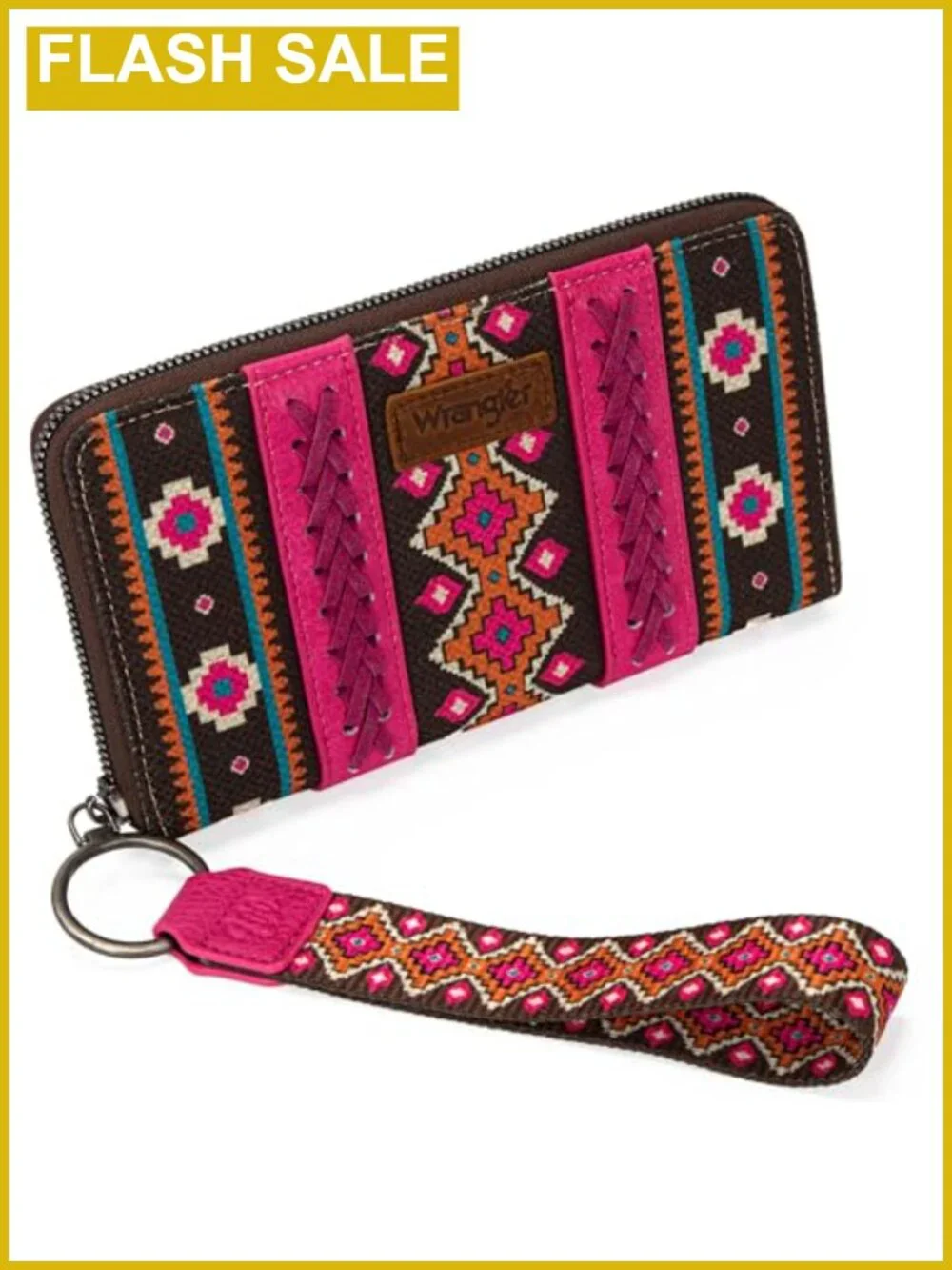 Faux Leather Wristlet Wallet Western Aztec Clutch with Credit Card Holder